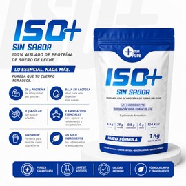 Proteína ISO+ Sin Sabor, 100% Aislado de Proteína de Suero de Leche, 1 kg, More Than Pure