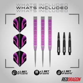 RED DRAGON Darts - Tyrian 22g - 90% Tungsten Professional Steel Tip Dart Set with Dart Flights and Dart Shafts