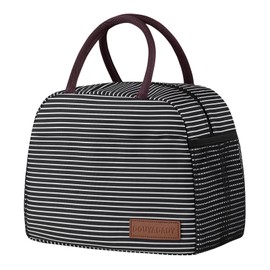 douyadady Lunch Bag Women/Men Lunch Box Women/Men (white&black stripe)