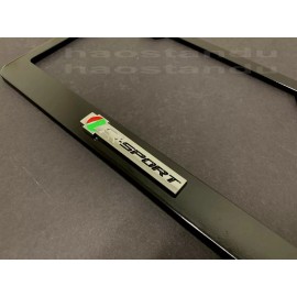 License Plate Frame Shop 1x R-SPORT 3D Emblem BLACK Stainless License Plate Frame RUST FREE + Screw Cap