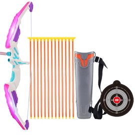 Bow and Arrow Set for Kids Light Up Archery Toy Set with Suction Cup Arrows Bow Quiver Aim Board for Boys Girls Indoor Outdoor Games Gift