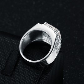 MIVEIVIA ICED OUT Big Cube CZ diamond Ring for men Wedding Rings for Men ring Hip Hop Stainless Steel ring Radiant Rings Bling Iced Out Jewelry Punk Ring Club ring Heavy Metal ring Party, 12, Non-Precious Metal, No Gemstone