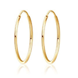 18k Gold Filled Thin Small Huggie Hoop Earrings for Women Men Endless Tube Hoop Earrings Lightweight Little Handmade Hoop Earrings (18mm)