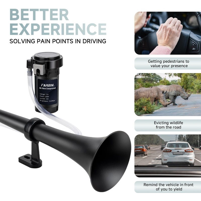 FARBIN 12V 150db Air Horn kit, Train Horn for Car,