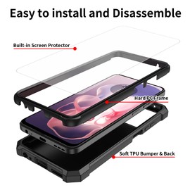 DIGTIALL Case for Moto G Power 5G 2024 with Tempered Glass Screen Protector,Dual Layer Heavy Duty Shockproof TPU Bumper Raised Corner Protective Cover,Mushroom Skull