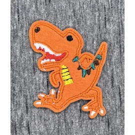 Unbranded CUTE  T-REX DINOSAUR EMBROIDERED CHILDREN’S IRON ON PATCH 2.0” X 2.0” ORANGE