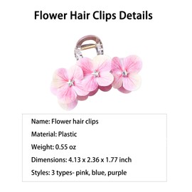 Monattrod 12Pcs Flower Hair Clips for Women, Claw Clips for Thick and Thin Hair, Small and Large Hair Clips, Cute Claw Clips for Girls, Strong Hold Nonslip Flower Hair Accessories