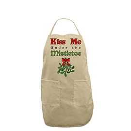 TooLoud Kiss Me Under the Mistletoe Christmas Adult Apron - Stone - One-Size