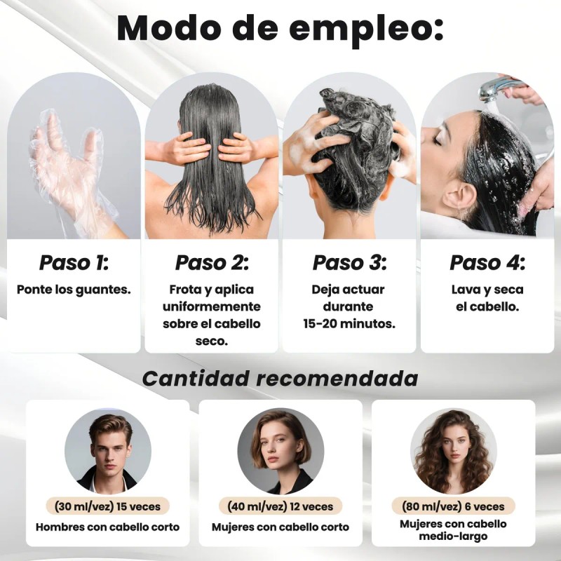 Shampoo Con Tinte Para Cubre Canas Extracto Ginseng Jengibre