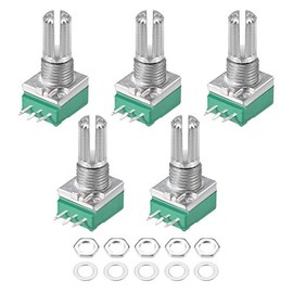 sourcing map Potentiometer B20K Ohm Variable Resistors Single Turn Rotary Carbon Film Taper RV097NS 5pcs