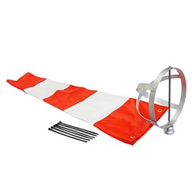 Airport Windsock Corporation 8" X 36" Orange and White Windsock and 8" Aluminum Frame Combo USA Made