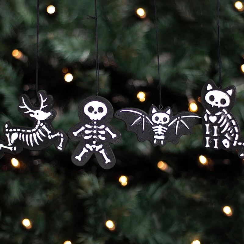 Creepy Christmas Gingerbread Cookie Ornaments - Set of 4 Dark