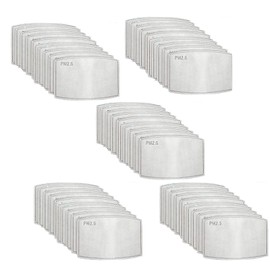 BOUENN 50 Replacement Filters for Masks Activated Carbon Mask Filter 5 Layer Activated Carbon PM2.5 Mask Filter Replaceable Disposable Filter Sheet Hygiene Saving Adult Size (Individual Packaging) 4.7