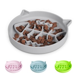 Comedero lento de silicona para gatos, cuenco de comida húmeda para gatos con ventosas, comedero de rompecabezas para gatos