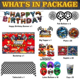 Truck Birthday Party Supplies Truck Theme Party Decorations, Include Tablecloth Banner Plate Napkin Cups