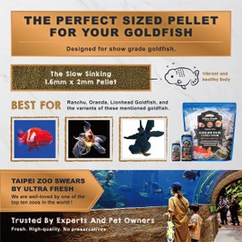 Ultra Fresh Sinking Goldfish Food, Color Enhancing, Balanced Diet, All Natural Ingredients, Clear Water Formula, Slow Sinking Gold Fish Pellets, Goldfish Ultra Color (1.87 oz)