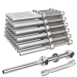 BLIKA 40 Pack Cable Railing Swage Threaded Stud Tension End Fitting Terminal for 1/8"" Deck Cable Railing, T316 Stainless Steel, Cable Railing tensioner 1/8"" for 2""x2"" Wood/Metal Post, Silver