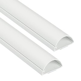D-Line Cord Hider 2-Pack, Cable Raceway, Desk Cable Management, Cord Cover Wall, Decorative Cable Concealer, TV Wire Covers, Hide Cords - 2X 2in W x 1in H x 39in Lengths (78in Total) - White