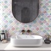FunStick 30-Sheets Pink Fish Scale Backsplash Tile Peel and Stick