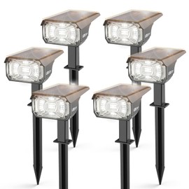 LEREKAM Solar Lights Outdoor Waterproof Landscape Lights, 40 LEDs Solar Spot Lights Outdoor Spotlights with 3 Light Modes, USB & Solar Powered Garden Yard Wall Lights Auto On/Off for Patio 6 Pack