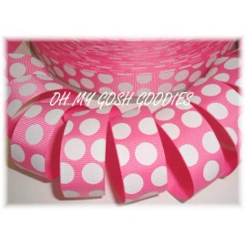 7/8 HOT PINK WHITE PRINCESS CLASSIC JUMBO DOTS EASTER GROSGRAIN RIBBON 4 HAIRBOW