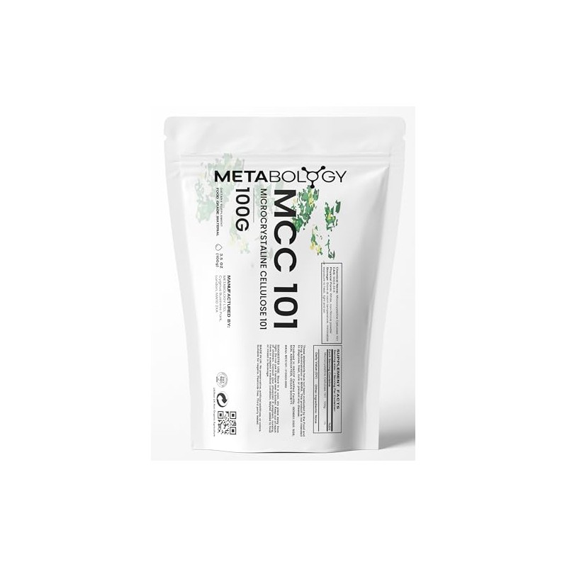 Metabology Microcellulose Crystalline 101 MCC Powder, 100 Grams, Bulk Excipients