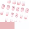 Summer Press On Nails Short Square, Nude Fake Nails Featuring