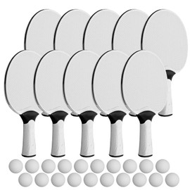 LECEHIVO 10 Pcs Table Tennis Paddles Kit with10 Balls Composite Professional Racquets Set Portable Rubber Rackets for Indoor and Outdoor (White)