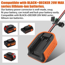 Fybemax 2PCS Power Wheel Adapter for Black and Decker 20V Hyper Battery DIY Adapter, with Fuse & Wire Terminal,14 Gauge Wire, 30Amp Fuse and Switch Button, for DIY RC Trucks, RC Toys, Robotics