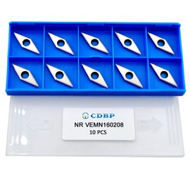 CDBP Diamond Ci4 NR Carbide Insert with 20° Negative, Diamond Carbide Cutter for Woodworking Detailer, 28x10mm, 10pcs (VEMN160208-NR)