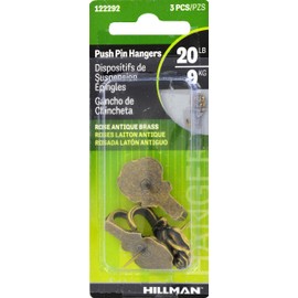 The Hillman Group 122292 Rose Push Pin Hanger, Antique Brass
