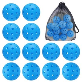 Ornalry Outdoor Pickleball Balls 40 Holes: 12 Pack Blue Pickleball Balls Crack-Resistant Pickle Balls for All Skill Level Outdoor Play
