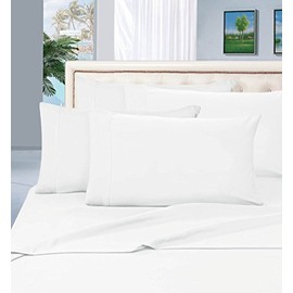 Elegant Comfort Juego de sábanas de Calidad egipcia, de 1500 Hilos, 6 Piezas, Antiarrugas y Resistente a la decoloración, Color Blanco                