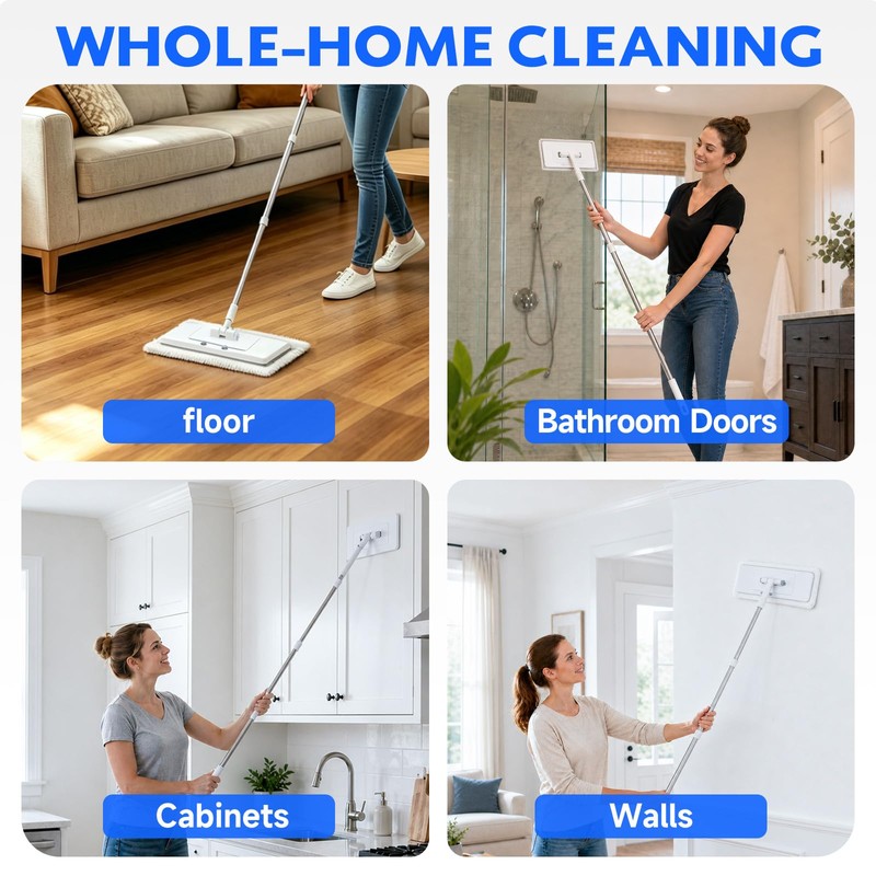 New 2-in-1 Push Clamp Lazy Mop – Hands Free Flat