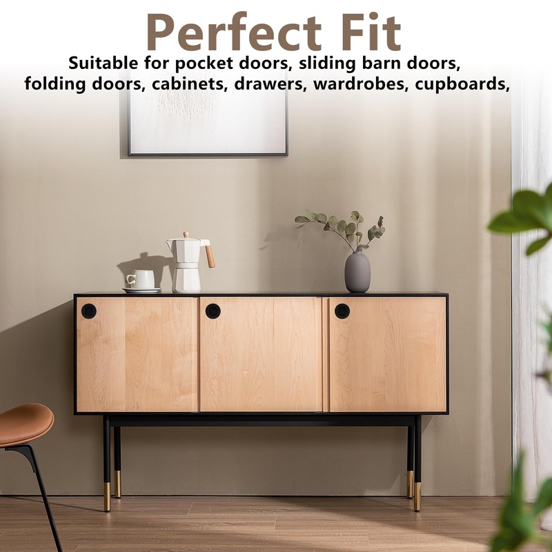 coalwop Recessed Door Handles 2 Pack Sliding Round Satin Brushed