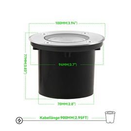 Goodia Recessed Floor Spotlight, Outdoor, 3 W Floor Spotlight, 230 V AC, 280 Lumens, IP67 Floor Spotlight, LED Floor Lighting, Outdoor, Up to 1000 kg, Load Capacity, Warm White