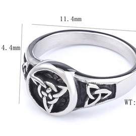 Jude Jewelers Stainless Steel Celtic Knot Retro Vintage Round Signet Wedding Statement Promise Ring (Silver, 12)