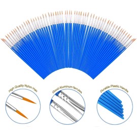 60 Round Paint Brushes,Kids Small Paint Brush Bulk Nylon Hair Classroom Brushes for Acrylic Oil Watercolor Detail Painting Rock Face Egg DIY Painting