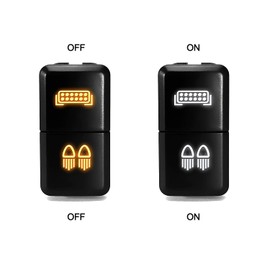 [LIGHTBAR/Reverse Light] Dual Function/Dual Color Push Button Replacement for Toyota Tundra Tacoma 4Runner FJ Cruiser etc - Size 0.83 x 1.54 in - Orange-White/Orange-White