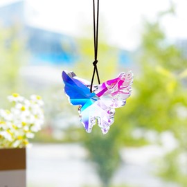 76mm Crystal Hanging Butterfly Prism Suncatcher,Rainbow Glass Butterfly Sun Catcher,AB Prism Hanging Crystals for Window Garden Home Christmas Decor