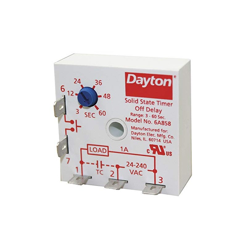 Dayton Encapsulated Timer Relay, Function: Off Delay, Status Indicator: None,
