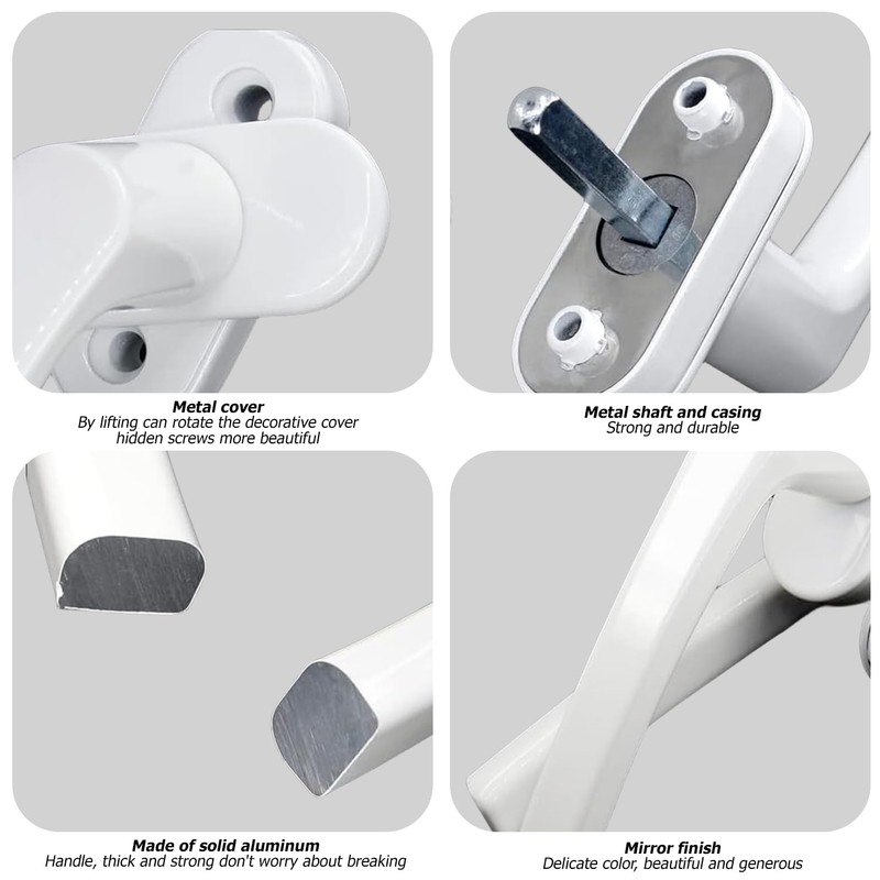HOMURY Set of 4 Aluminium Window Handles: Lockable Window Handle,