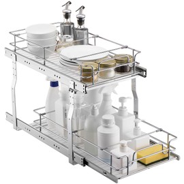 VEVOR Organizador de Gabinete Extraíble 305x533x381 mm Estantes de Despensa Deslizables de Alta Resistencia, de Acero Cromado para Gabinete de Cocina 