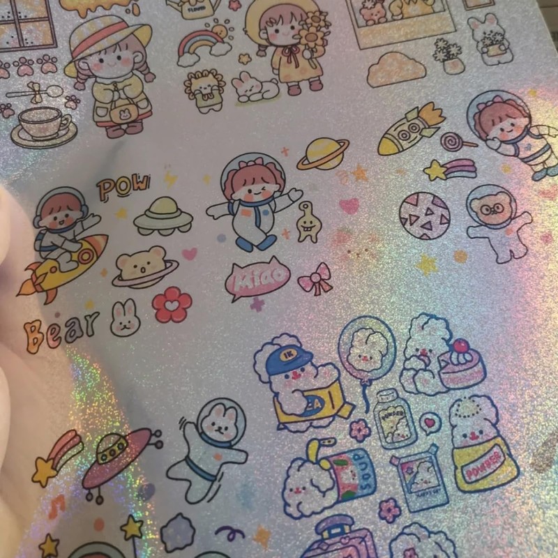Wonninek 30 Sheets A4 Holographic Paper Sticker, Printable Waterproof Sticker