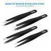 Pinzas Depiladoras Para Cejas De Acero Inoxidable Negro 4 Pz