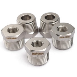 LTWFITTING Stainless Steel 316 Pipe Hex Bushing Reducer Fittings Male BSPT x Female BSPP (Pack of 5)