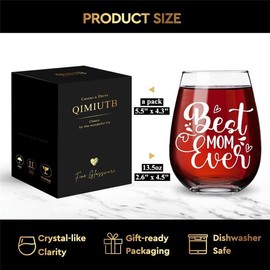 Best Mom Ever Stemless Wine Glass – Perfect Gifts for Mom, Grandma, Wife, BFF, Sisters & Friends Classic Drinkware
