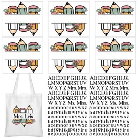 Glenmal 10 Sheets DTF Transfers Teacher Iron on Heat Transfers Custom Teacher Name Letters Stickers Iron on Decals Appreciation Tote Bag Backpack Gift Clothing Hats DIY Crafts (Elegant Style)