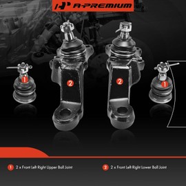 A-Premium Set of 4, Front Upper & Lower Ball Joints Kit, Compatible with Toyota Tacoma 1995-2004, 4WD Only