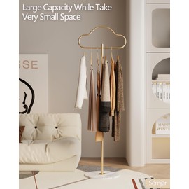 Semjar Gold Coat Rack,Gold Clothes Rack Freestanding with Heavy Duty Marble Base,Clothing Shirt Display Stand,Small Metal Standing Gold Clothing Rack Coat Tree for Corner for Bedroom Boutique Entryway